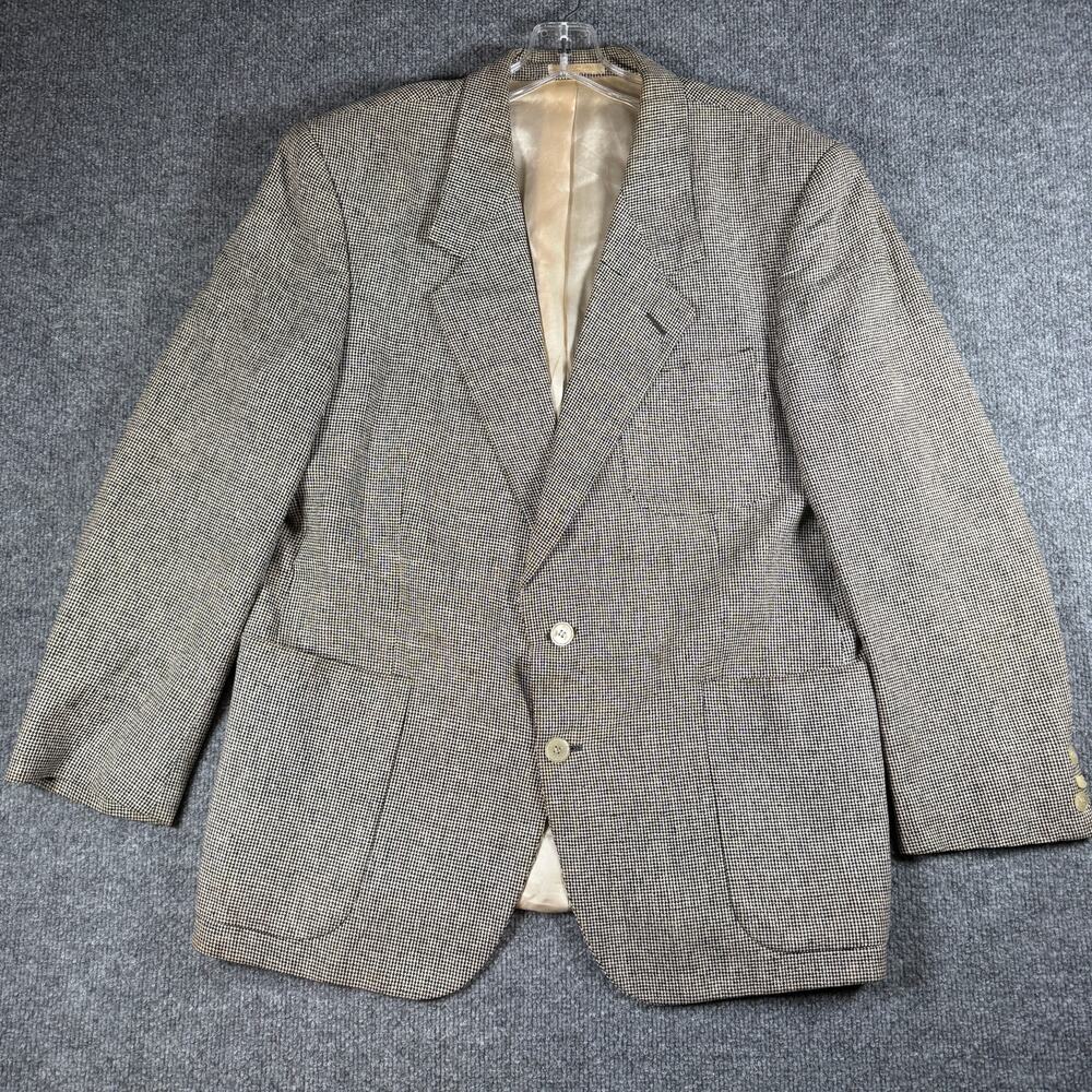 Andre Villard Men's 2 Button Blazer Size 42R Black / Off-White Houndstooth LOOK